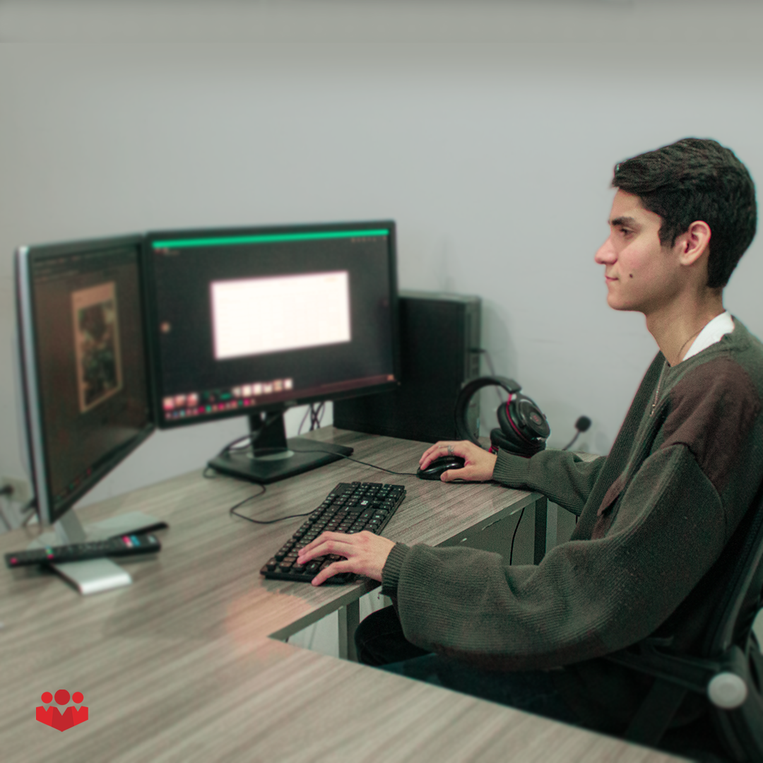 Freelancer working at his computer